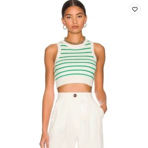 All The Ways Phoebe Ultra Cropped Sweater in White & Green
